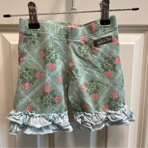 Matilda Jane Green Floral Shorts with Pink Roses